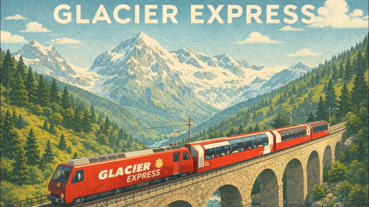 Galacier express : first class Train journey from Chur Switzerland
