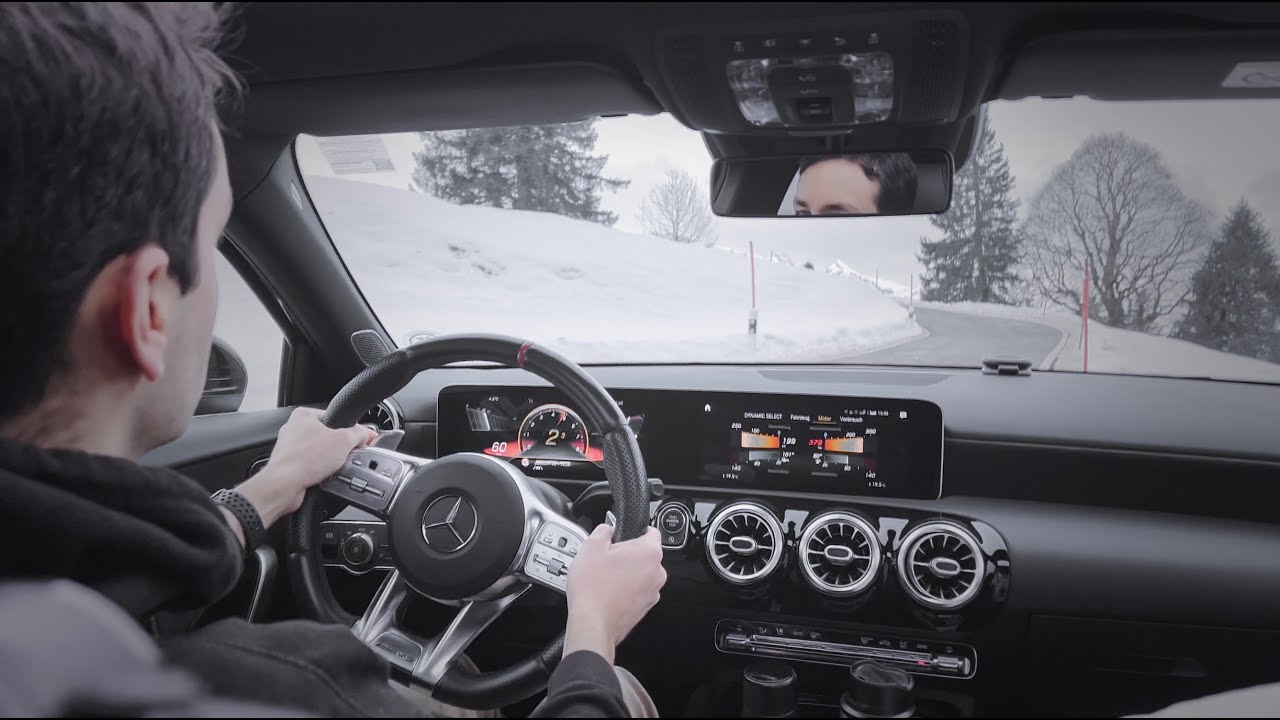 Pure Winter Driving Bliss in a A35 AMG | Ibergeregg Mountain Pass, Switzerland 🇨🇭 | 🏎️ Pure Sound!