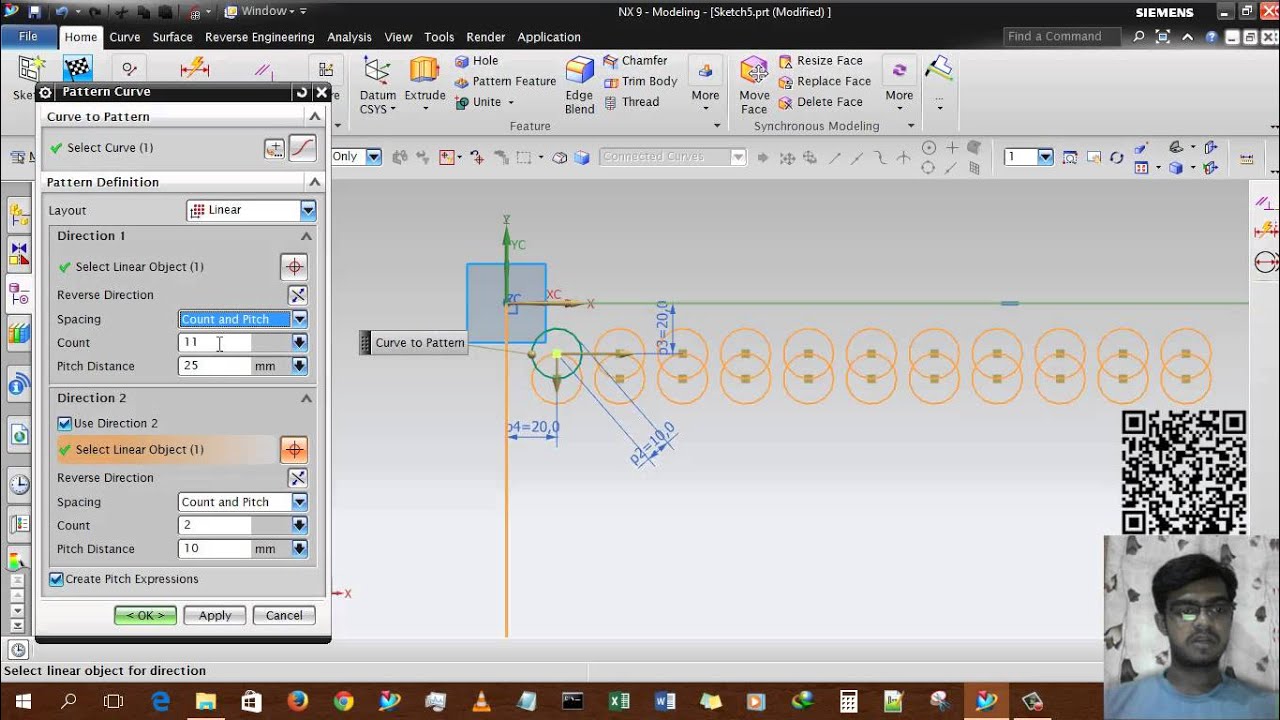 Siemens NX - Sketch Part-5 - Pattern Curve