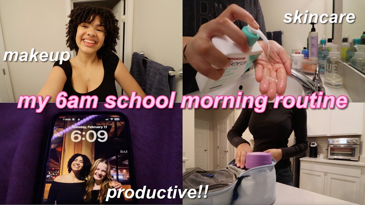 MY 6AM SCHOOL MORNING ROUTINE | productive, skincare, makeup, and more!!