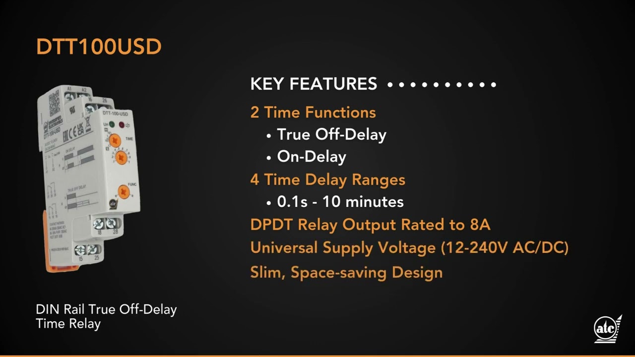 ATC-DEI Snapshot Series | DTT100USD DIN Rail Mount True Off Delay Time Relay