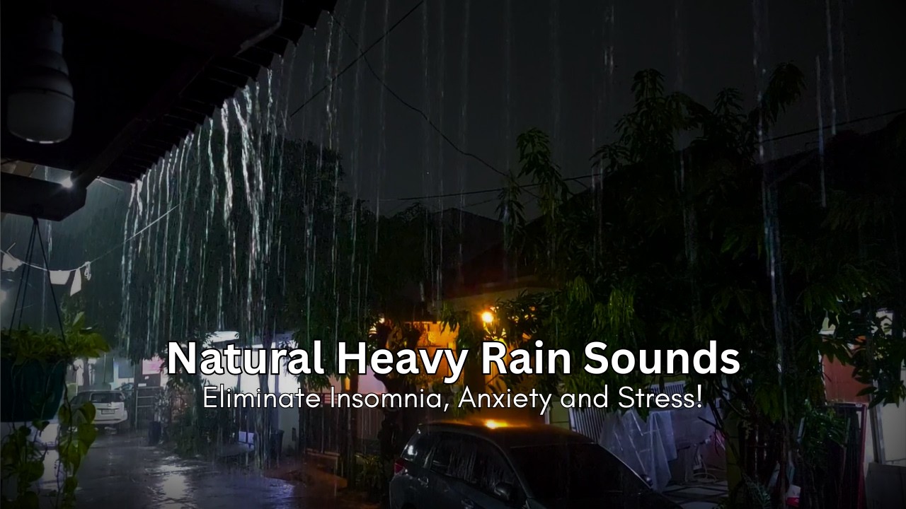 1 Hour heavy rain sounds for anxiety and stress relief #rain #rainsounds #heavyraining