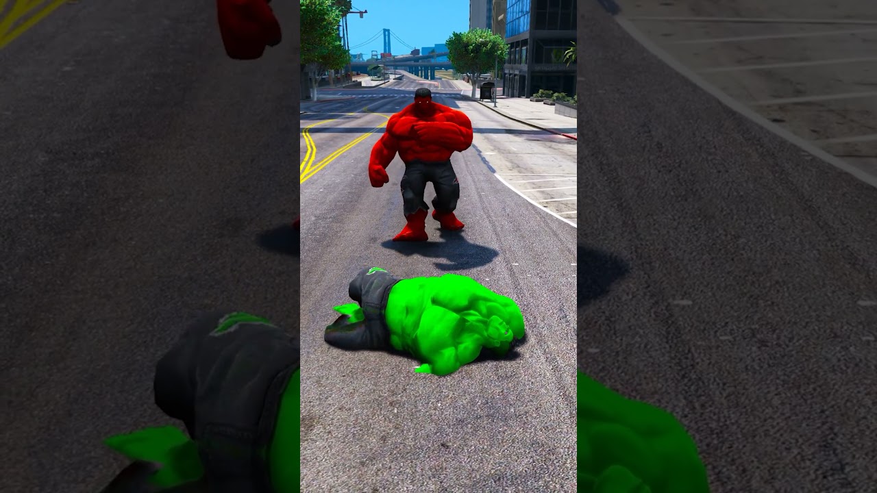 GTA V GREEN HULK AND RED HULK COMBINE TO FORM SUPER HULK 😱 | #shorts