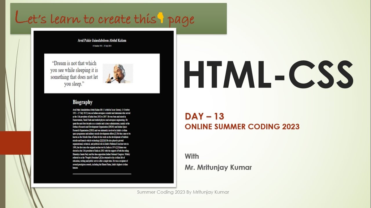 Create biography page using HTML CSS