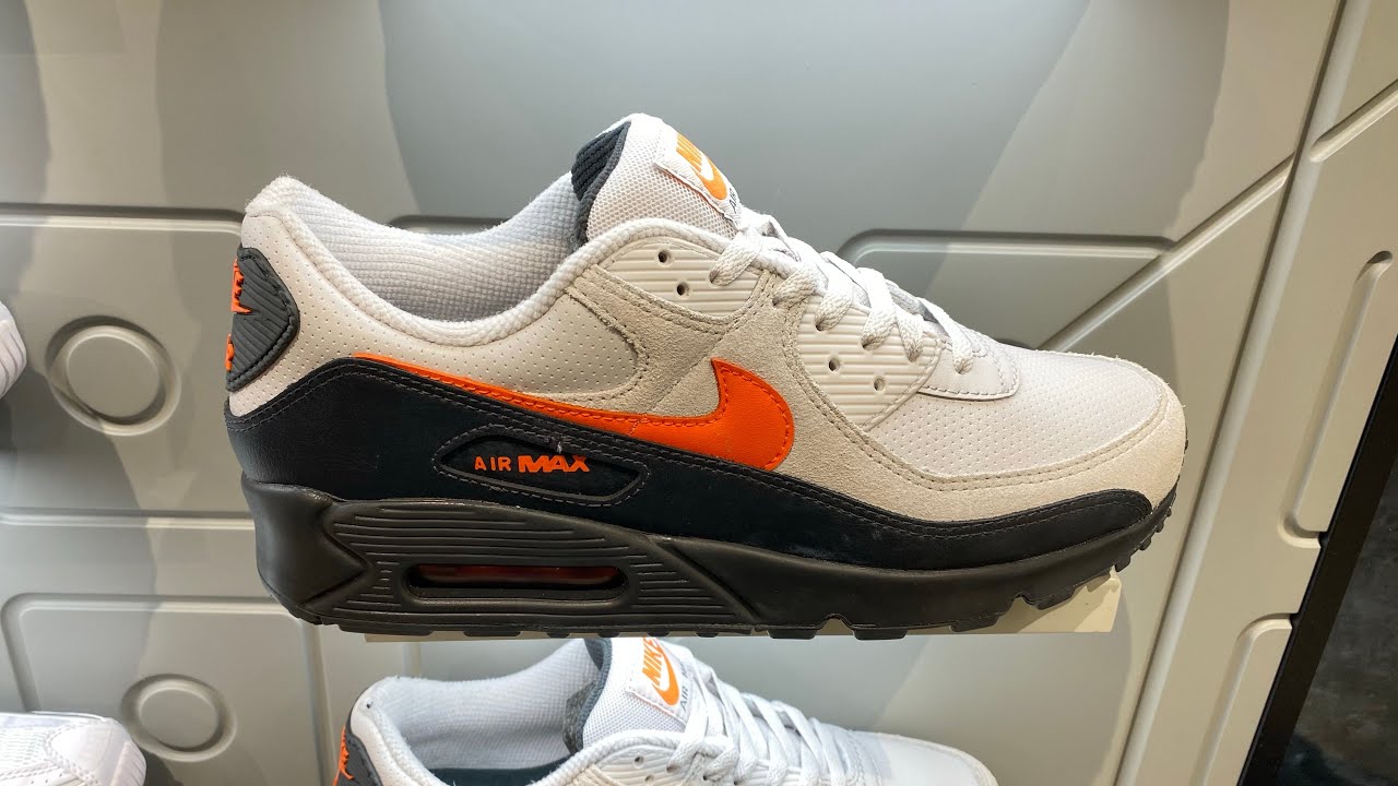 Nike Air Max 90 (Vast Grey/ Anthracite/ White/ Safety Orange) - Style Code: IF0670-003
