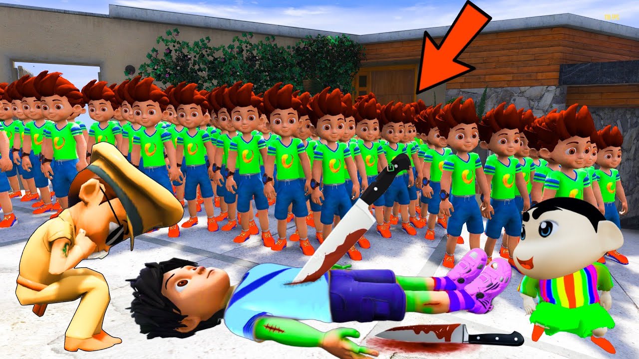 Little Singham Shinchan & Shiva Escape From 1000 Kicko Attack In GTA 5 || Little Singham Gameplay