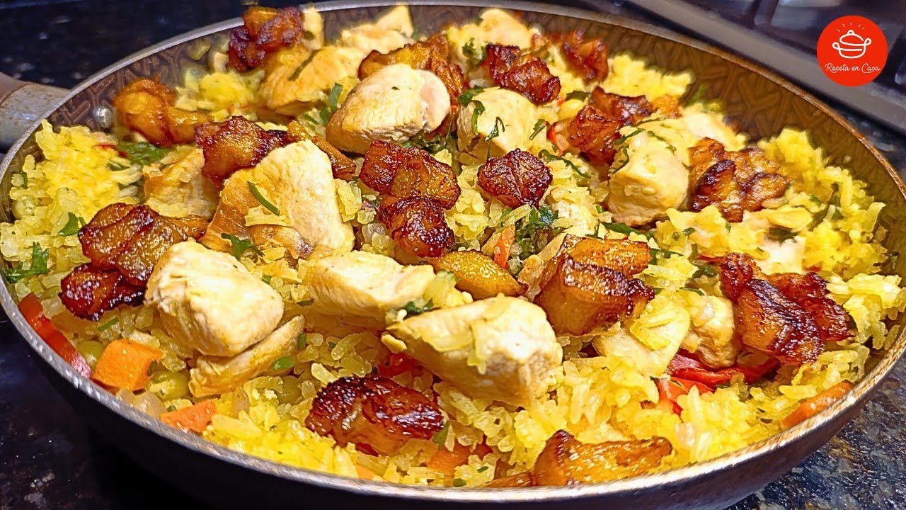 ARROZ CON POLLO AL SARTÉN 🥘| muy fácil y rápido para almorzar.