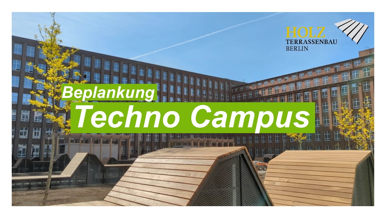 Beplankung der Sitzelemente und Pergolabau - Techno Campus - Terrassenbau Berlin