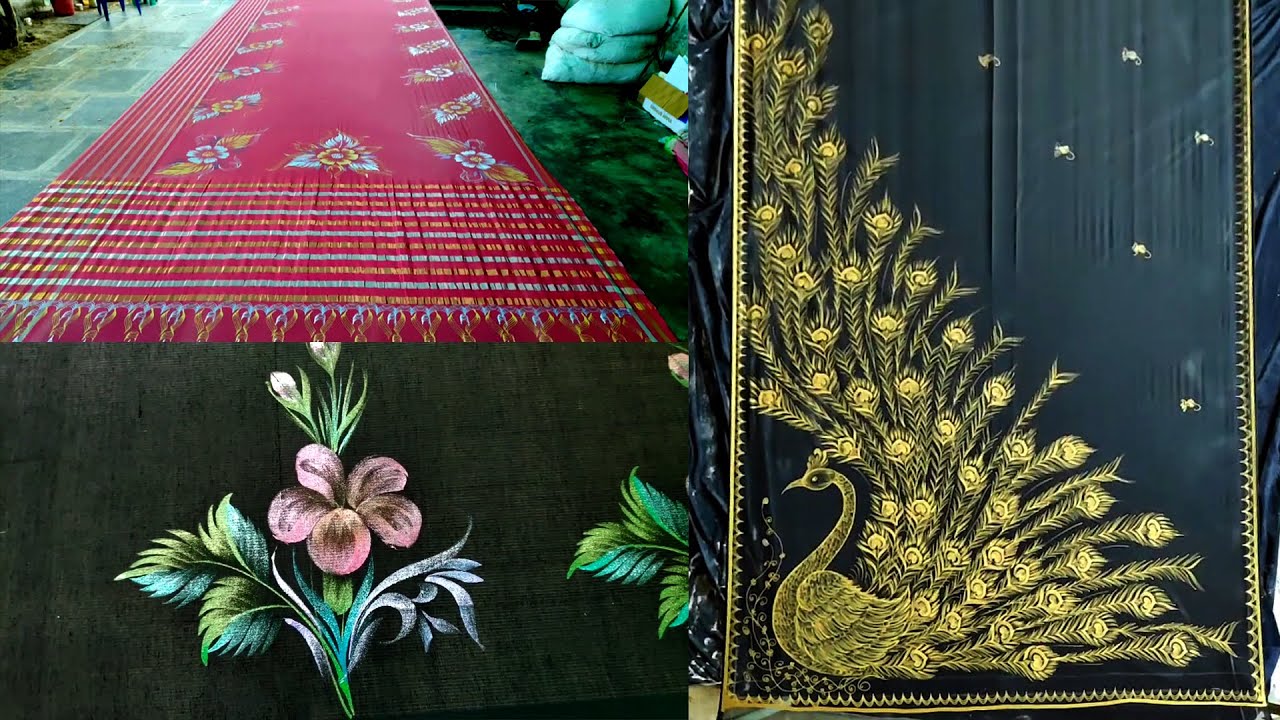 🔴LIVE : black saree fabric painting | black saree painting | black saree & sparkling multi colours