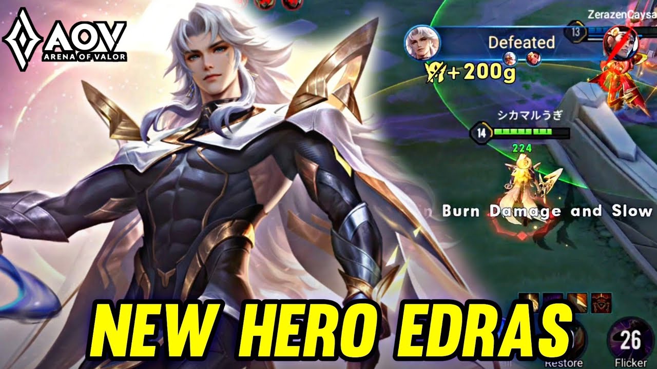 AOV : NEW HERO EDRAS GAMEPLAY - ARENA OF VALOR LIENQUAN MOBILE ROV