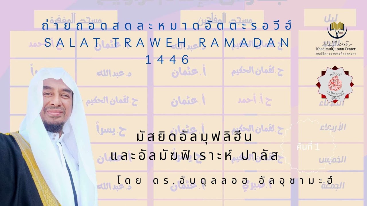 ละหมาดตะรอวีฮ์คืนที่8 มัสยิดอัลมุฟลิฮีน ปาลัส