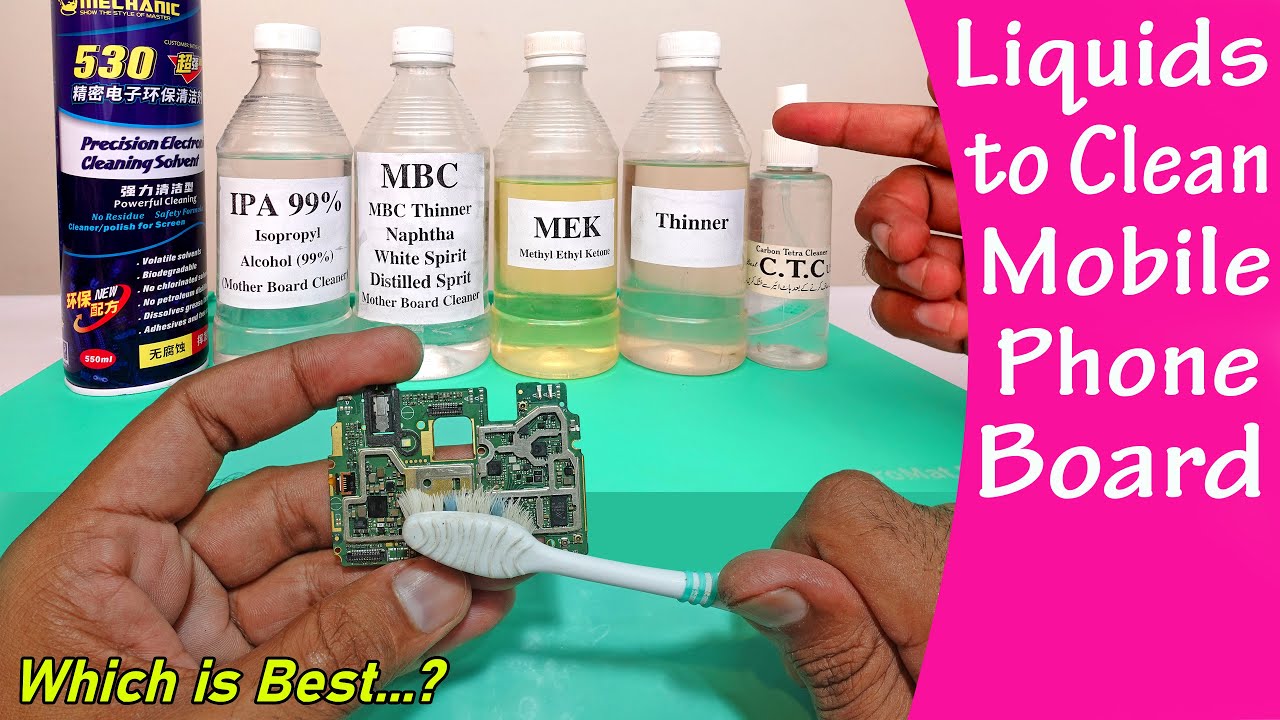 How to clean mobile phone Motherboard using cleaning liquids IPA, MBC & 530 | PCB Cleaning Tips Tu10