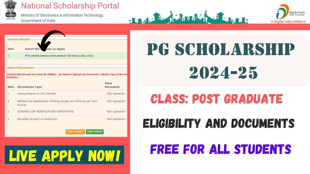 NSP Scholarship 2024-25 | PG Scholarship 2024-25 Mai Apply Kaise Kare | How To Apply In NSP