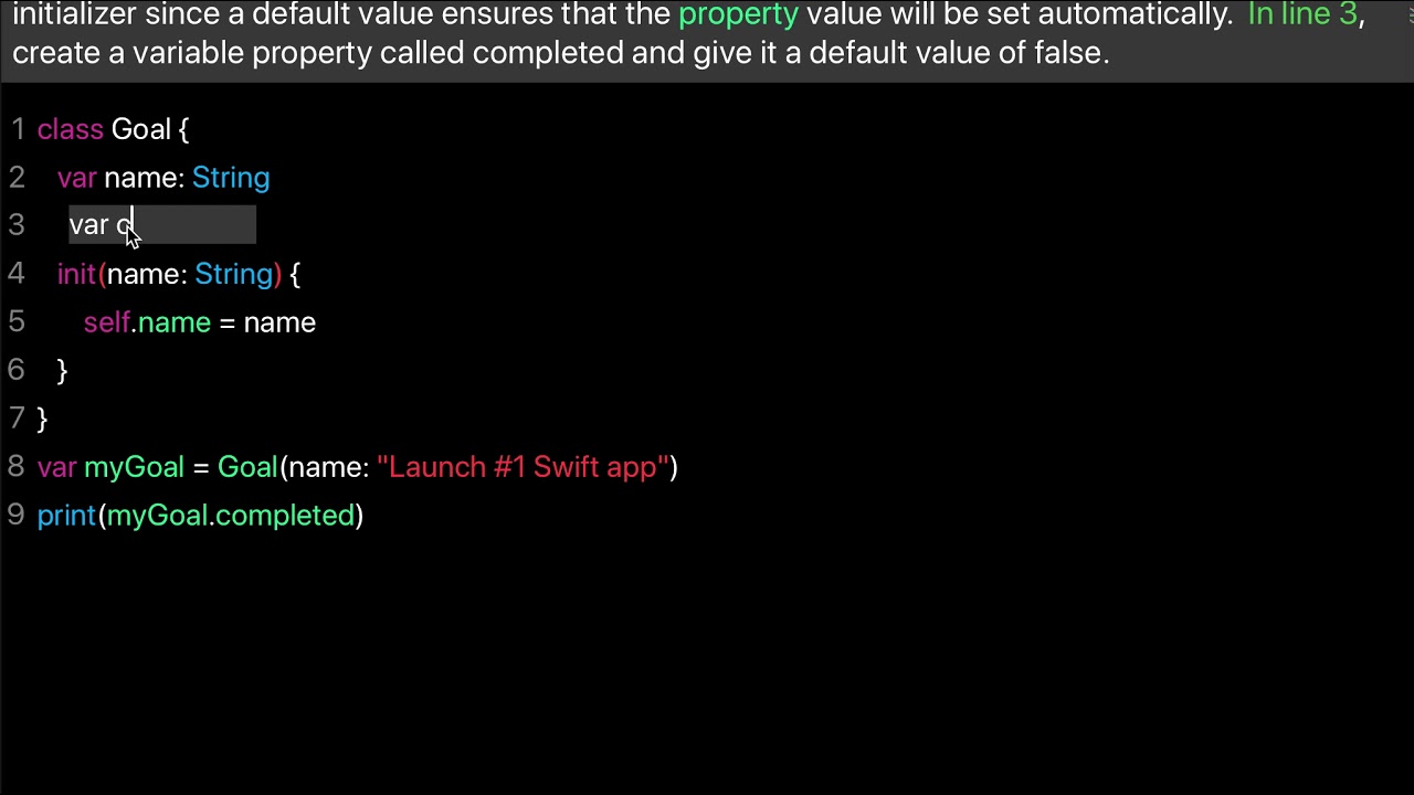 Learn Swift: Default property value (Chapter 18 Lesson 3)