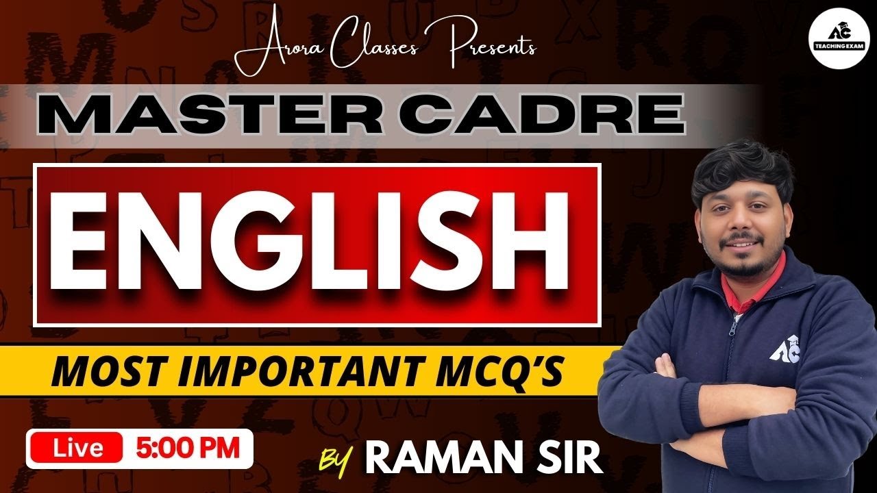 Master Cadre English Preparation | Most Important MCQ'S | English Classes | By Raman Sir