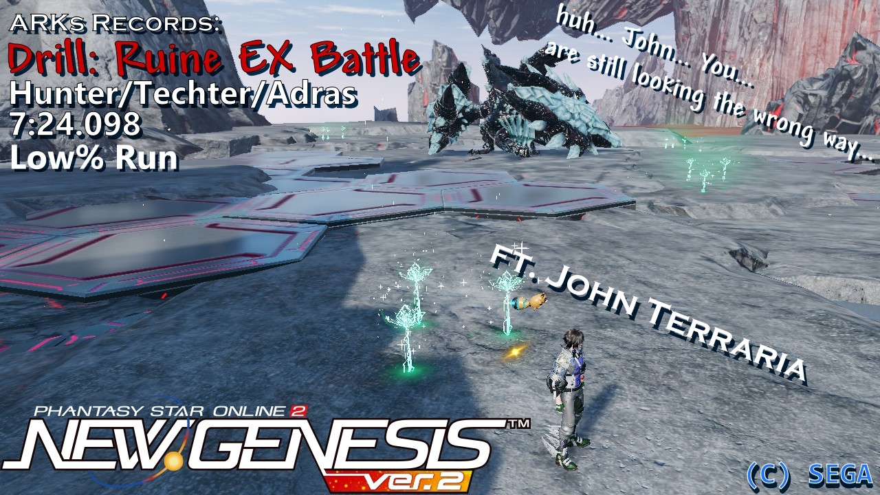 [PSo2:NGS] ARKs Records: Drill: Ruine EX Battle - 3:29.550 Hunter/Techter/Adras Low% Run