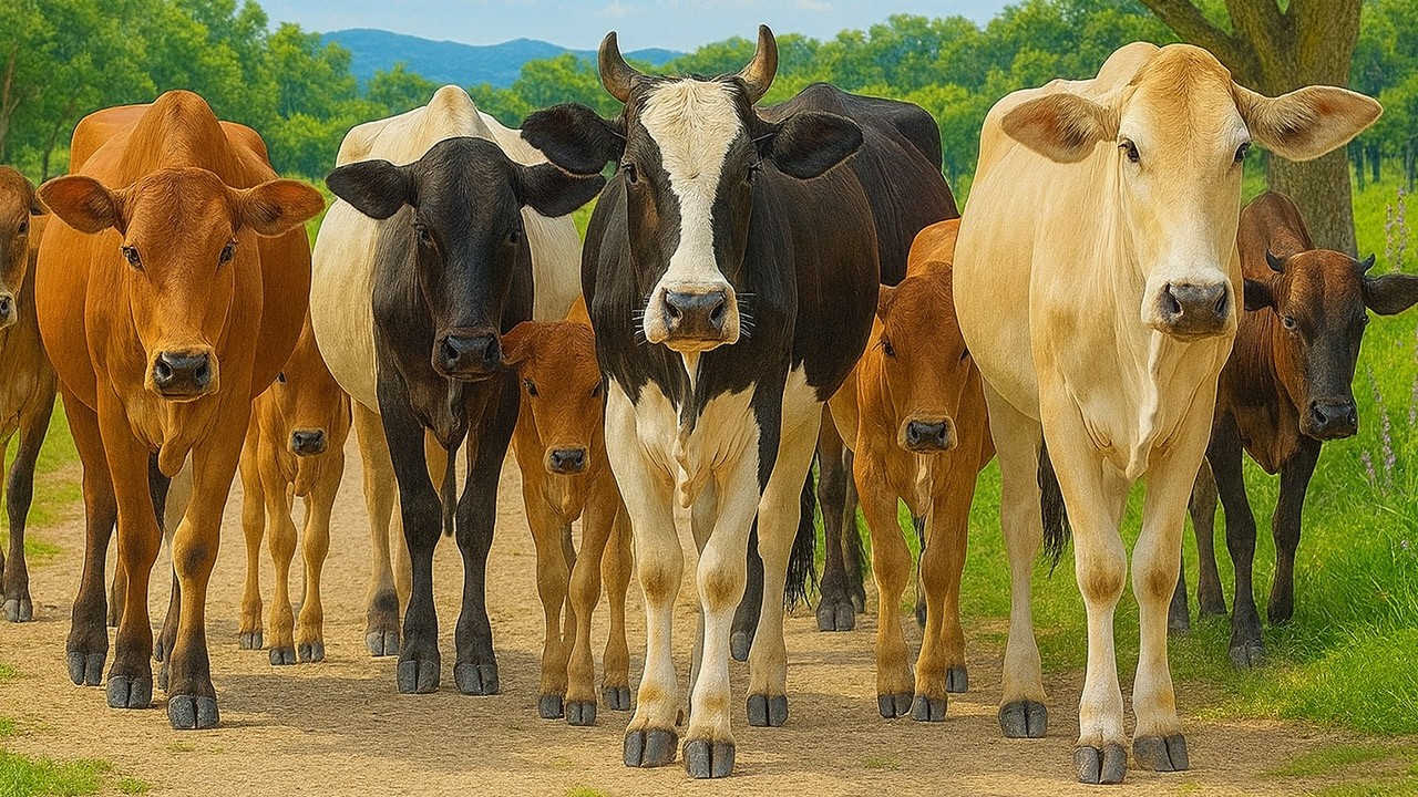 Video Menggiring Sapi Lembu Menuju Ke Kandang Peternakan Hewan Ternak Sapi Gembala- Bunyi sapi farm