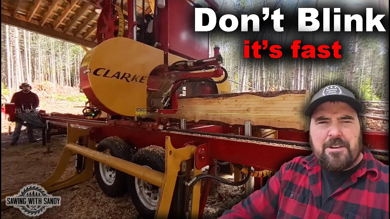 A Shockingly Fast Sawmill Saws Through Big Spruce 