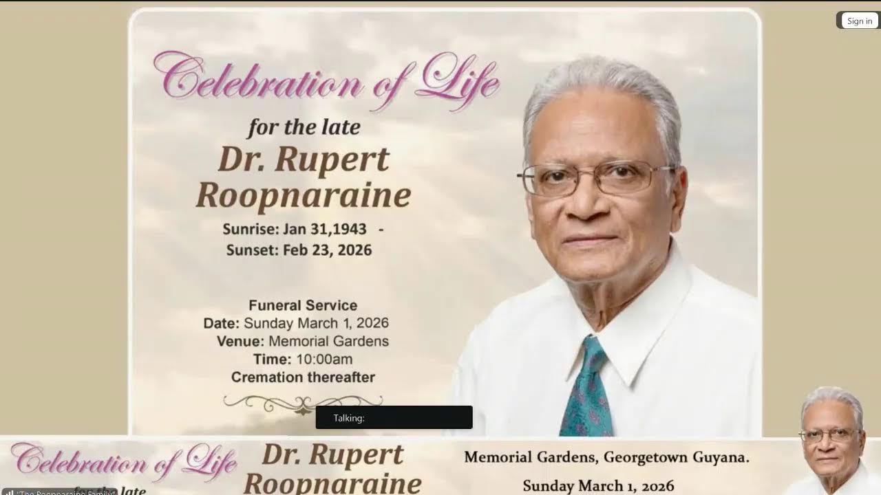 CELEBRATION OF THE THE LIFE & LEGACY OF DR. RUPERT ROOPNARAINE