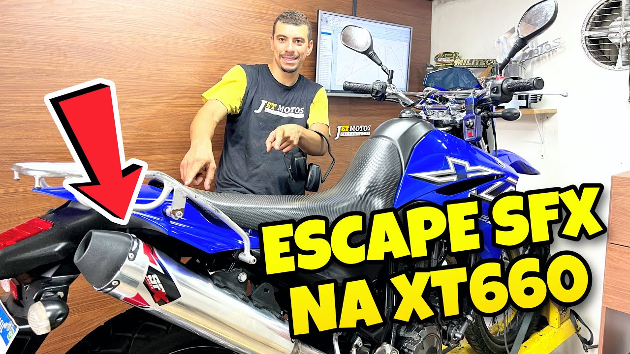 ESCAPAMENTO ESPORTIVO SFX PARA XT660 ANTE SE DEPOIS NO DINAMÔMETRO