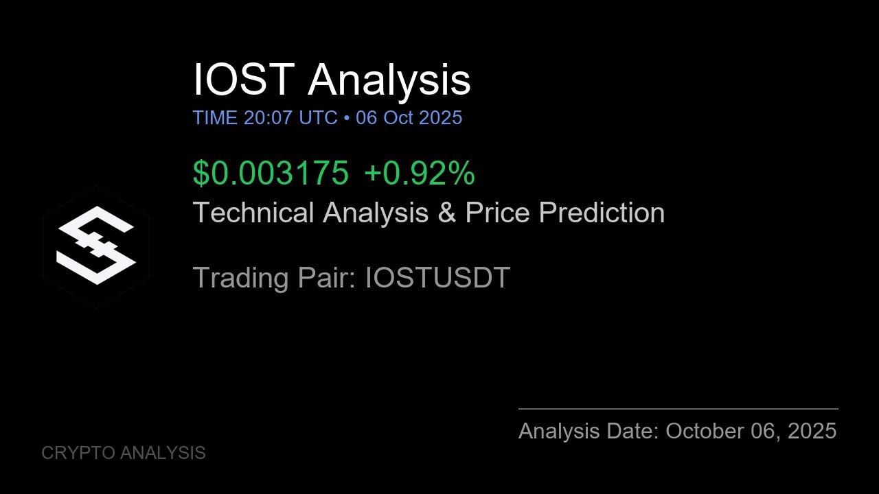 IOST (IOSTUSDT) Technical Analysis - Price Prediction & Buy or Sell October 06, 2025
