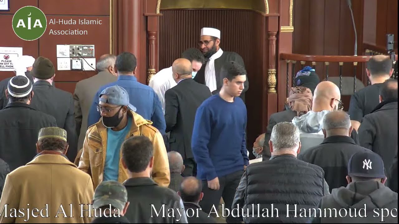 Mayor Abdullah Hammoud speaking with Dr Khalid Kaid at Masjed Al Huda | 11/12/2021