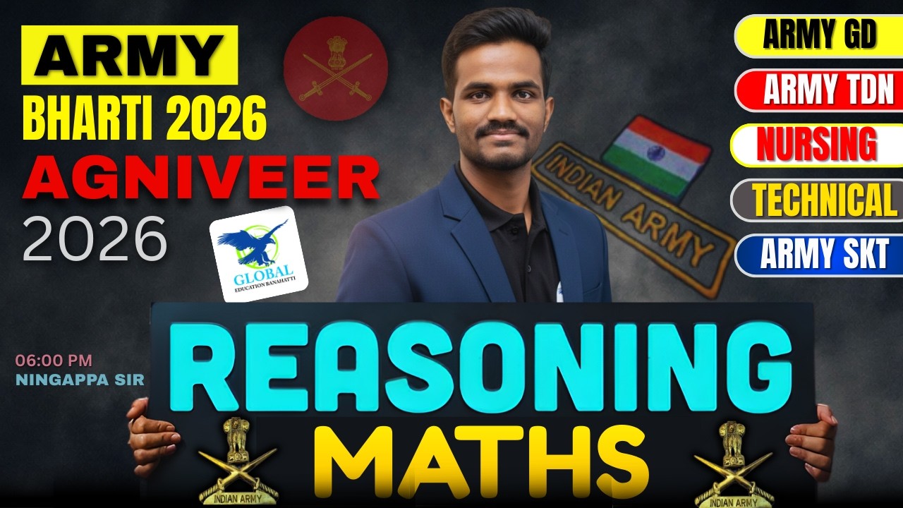 Agniveer Army 2026 || Army Agniveer Maths & Reasoning Class || Army Agniveer PYQ,s | By Ningappa Sir