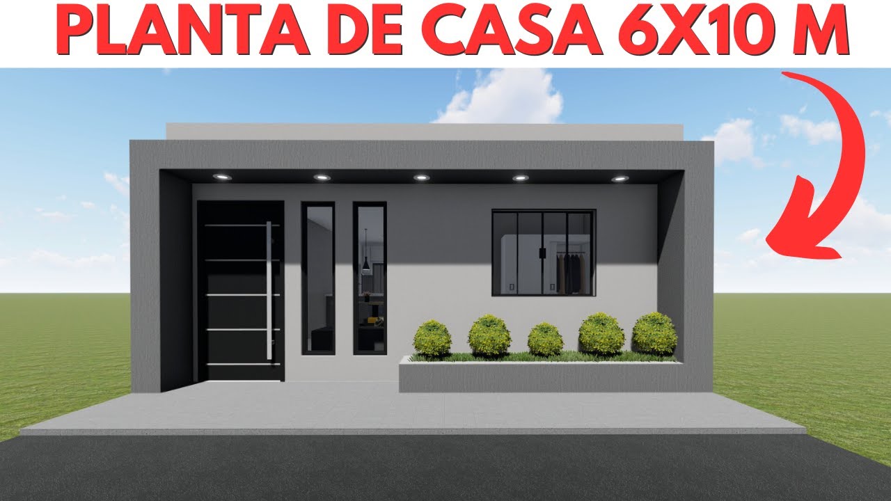 PLANTA DE CASA 6X10 METROS COM 2 QUARTOS | HOUSEPLANT | FLOORPLAN.