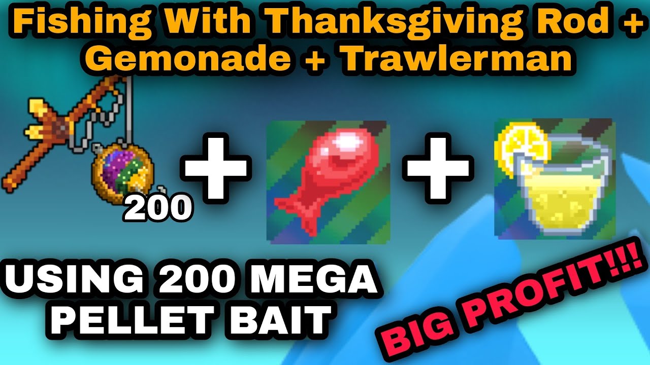 Growtopia Fishing with Thanksgiving Dinner Fishing Rod + Gemonade + Trawlerman's Friend PROFIT???
