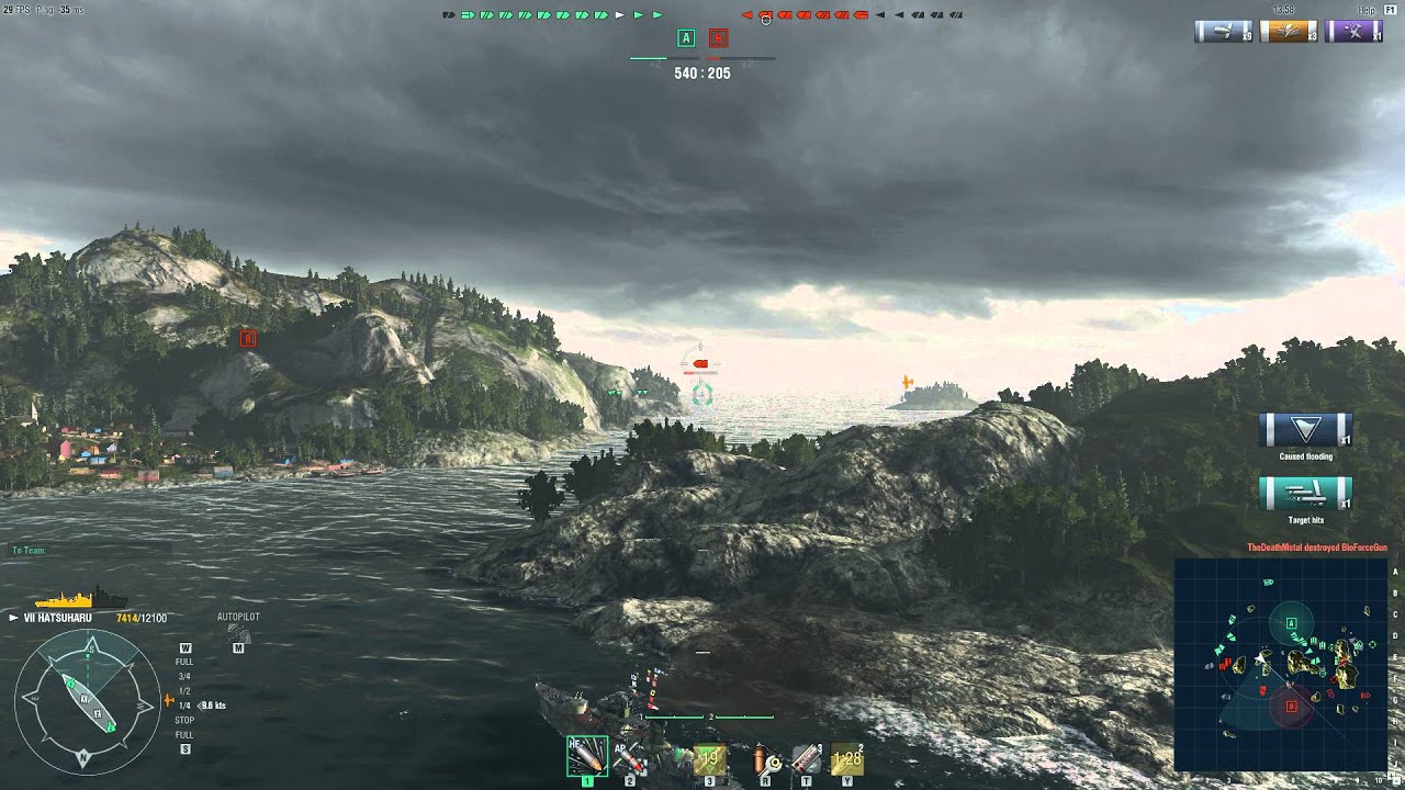 World Of Warships: Hatsuharu gameplay - tier VII Japanese destroyer (occasional 2x speed)
