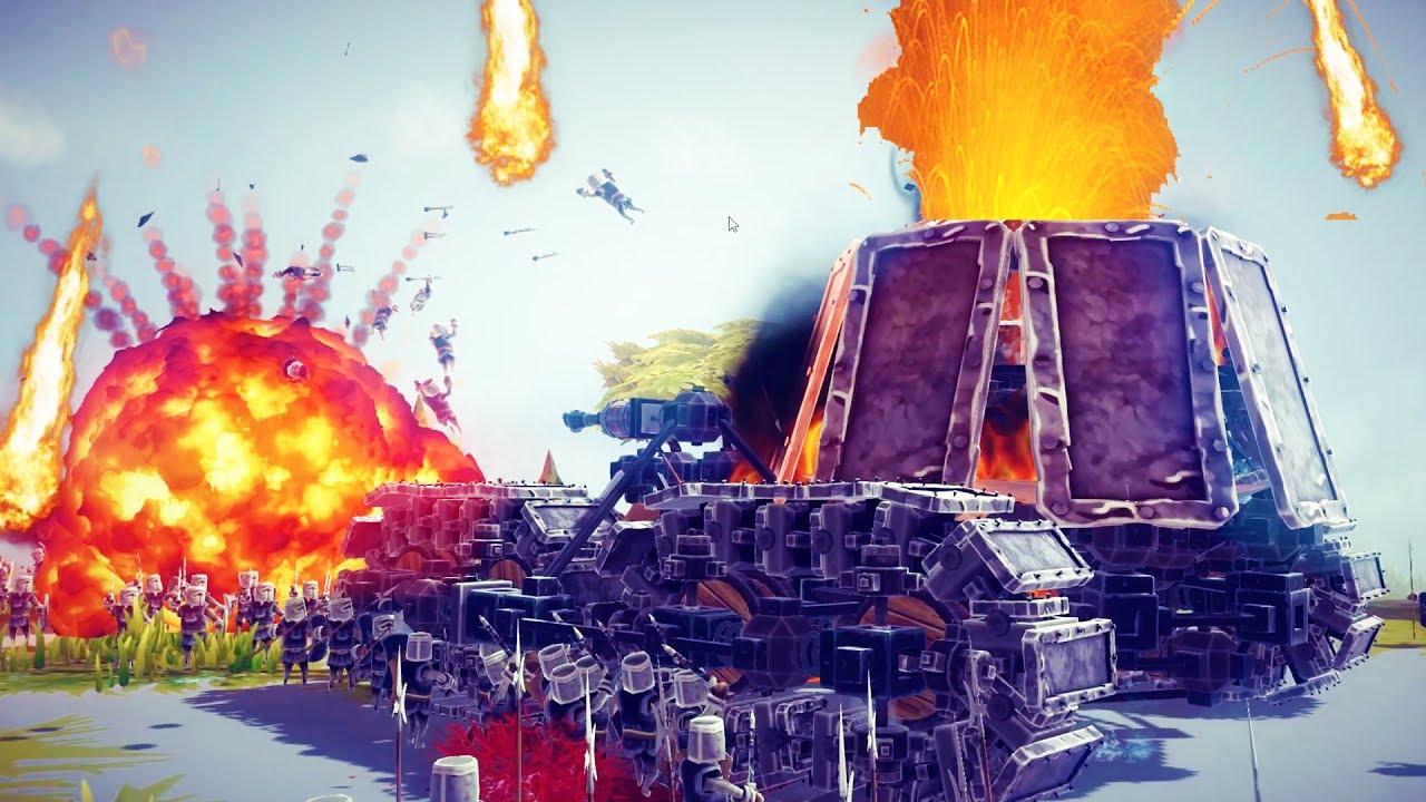 EXPERIMENTAL VOLCANO TANK BLOWS UP VILLAGE! Transformer + More - Besiege Workshop Creations Gameplay