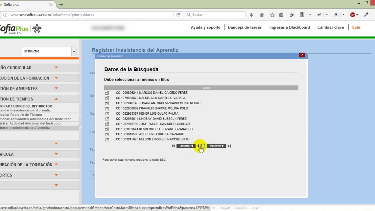 Registrar y Consultar Inasistencias SOFIA Plus