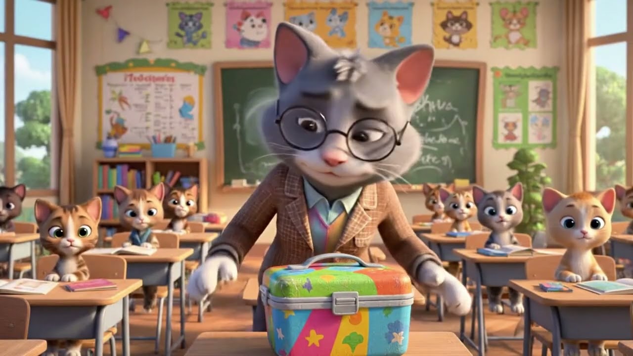 The Chubby Kitten Cat With the Empty Lunch Box | A Pastel Cat School Story