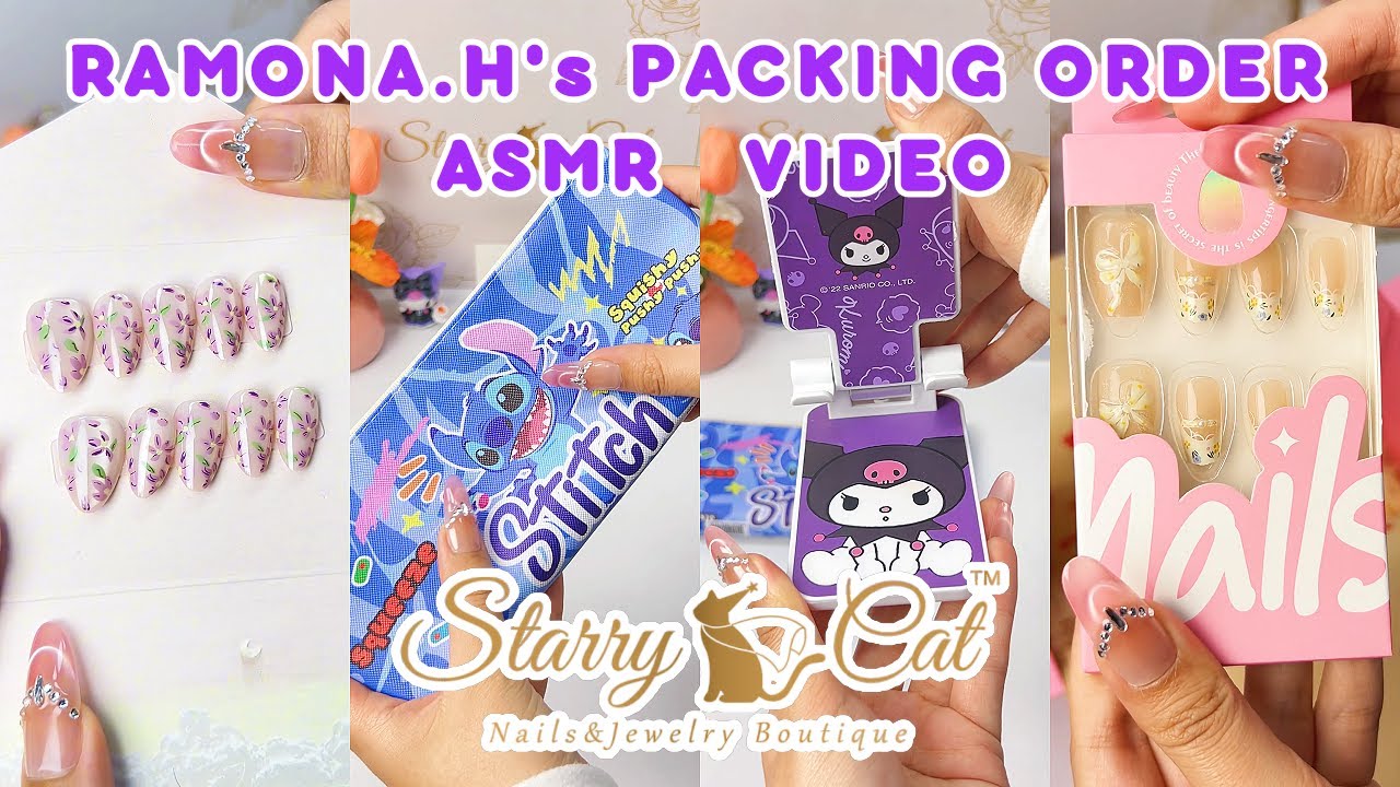 STARRY CAT NAIL EXTENSION KIT PACKING ASMR | SATISFYING BUBBLE WRAP & PACKAGING