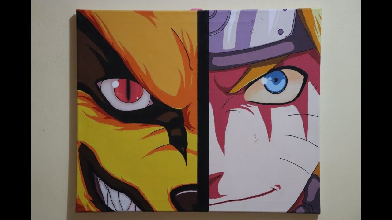 TUTORIAL PINTANDO a NARUTO y al ZORRO en LIENZO! (MUY GRANDE)| Proceso | Naruto | Acrilicos |