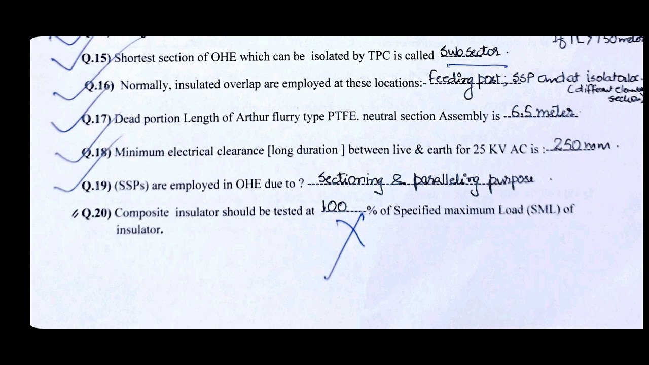 OHE PSI RANDOM QUESTION USEFUL FOR LDCE RAILWAY EXAM