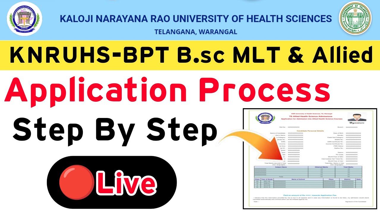 KNRUHS 2024 BPT B.sc MLT & Allied Courses Application Process LIVE