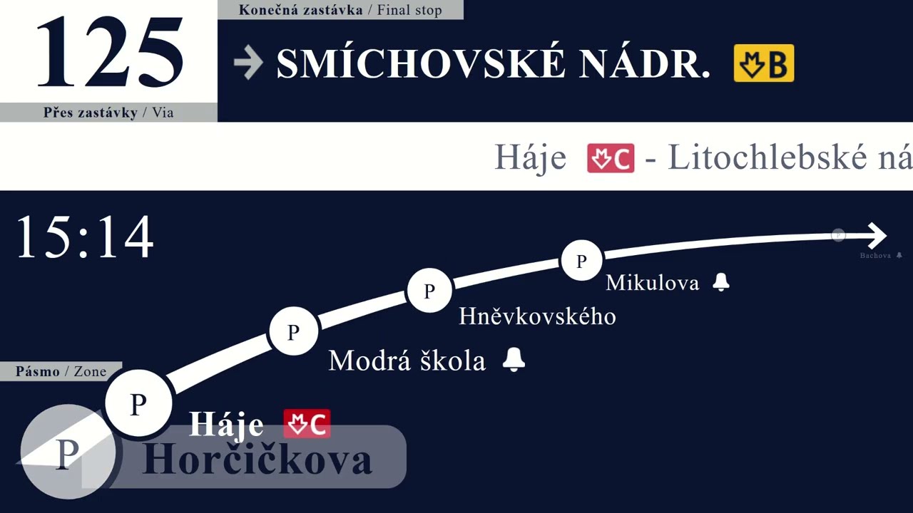 Mypol linka 125 Smíchovské nádraží - Skalka a zpátky