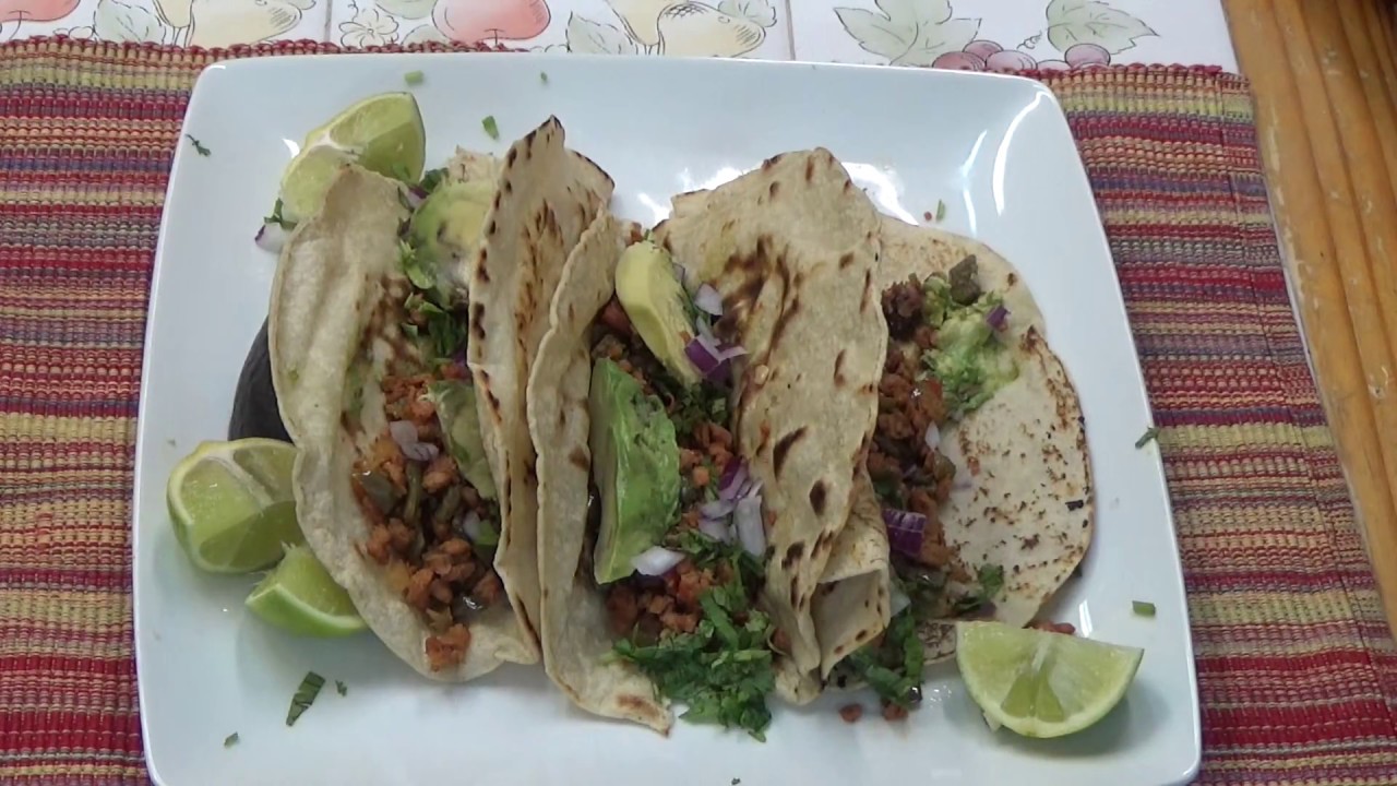 Tacos de  chorizo de soya con nopales/receta vegana