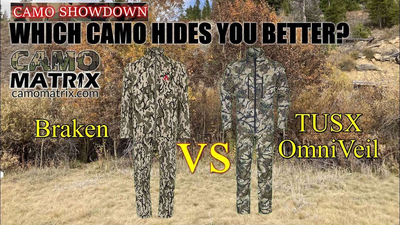 Compare Braken Wear VS TUSX OmniVeil with simulated deer vision on 14 Backgrounds.