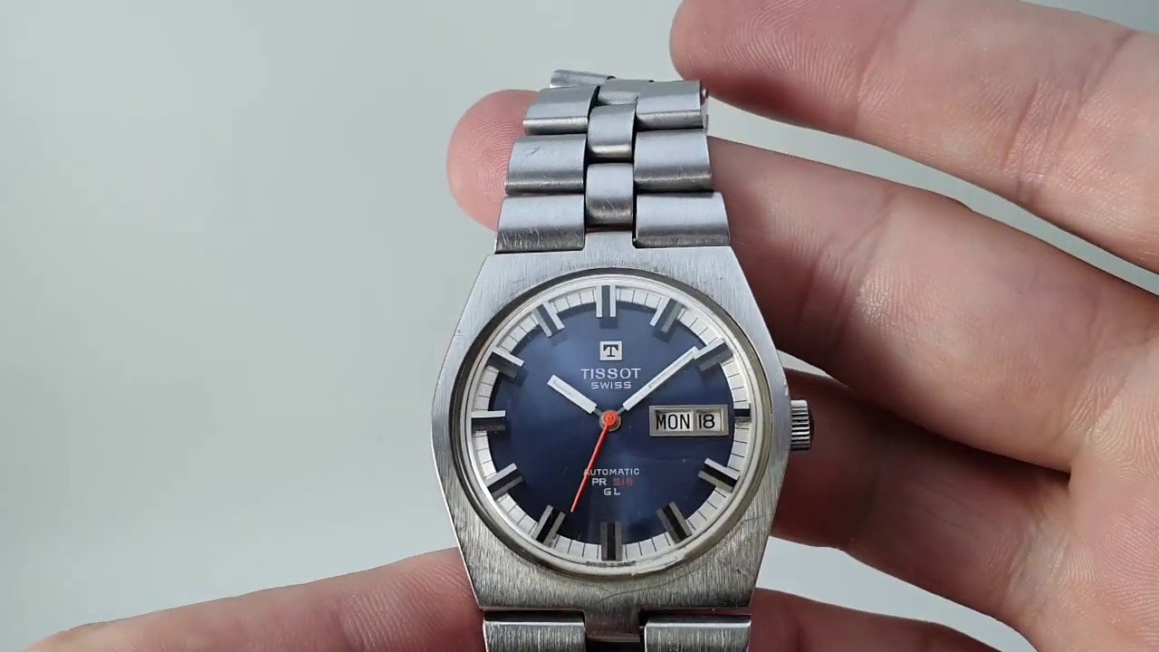Мужские винтажные часы Tissot PR516 GL (Grand Luxe) 1970 года с автоматическим механизмом и ориги...