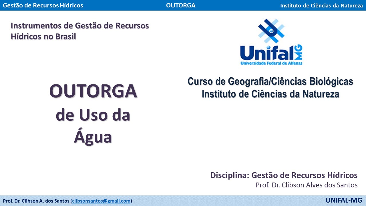 AULA - OUTORGA DE DIREITO DE USO DA ÁGUA