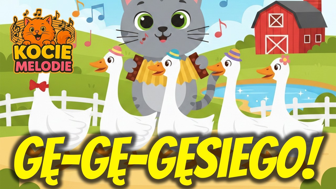 GĘ-GĘ-GĘSIEGO! 🪿🪿 WESOŁA PIOSENKA DLA DZIECI O GĘSIACH IDĄCYCH GĘSIEGO - KOCIE MELODIE 😸🎶