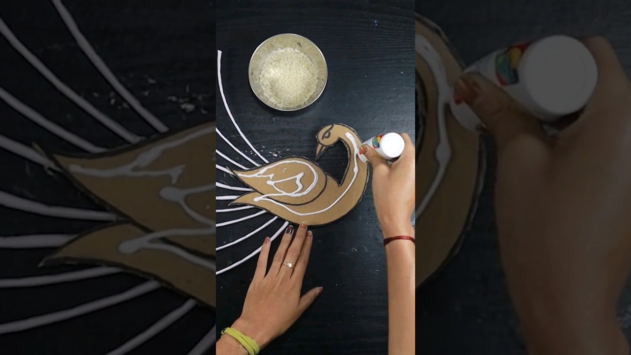 Unique Peacock wall hanging from Rice #shorts #youtubeshorts #viral #diy #crafts #wallhanging