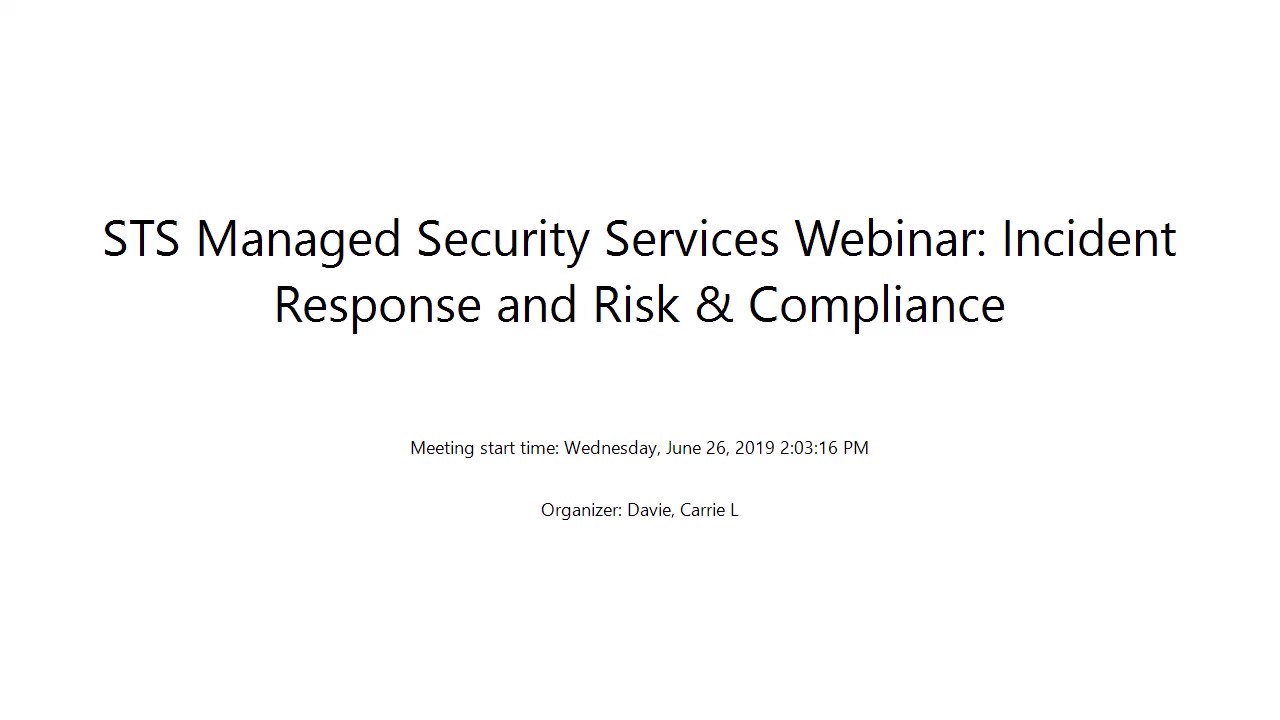 Shared Technology Services- Managed Security Services, Incident Response and Risk and Compliance
