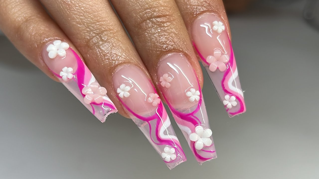 Pink Swirls & Flowers | Gel X Dupe Nails Tutorial | Spring Nails