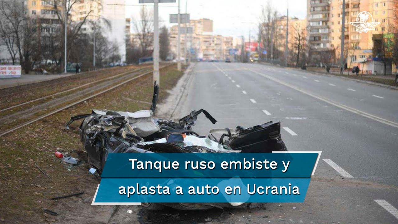 Indigna video de tanque aplastando a conductor y auto en Ucrania