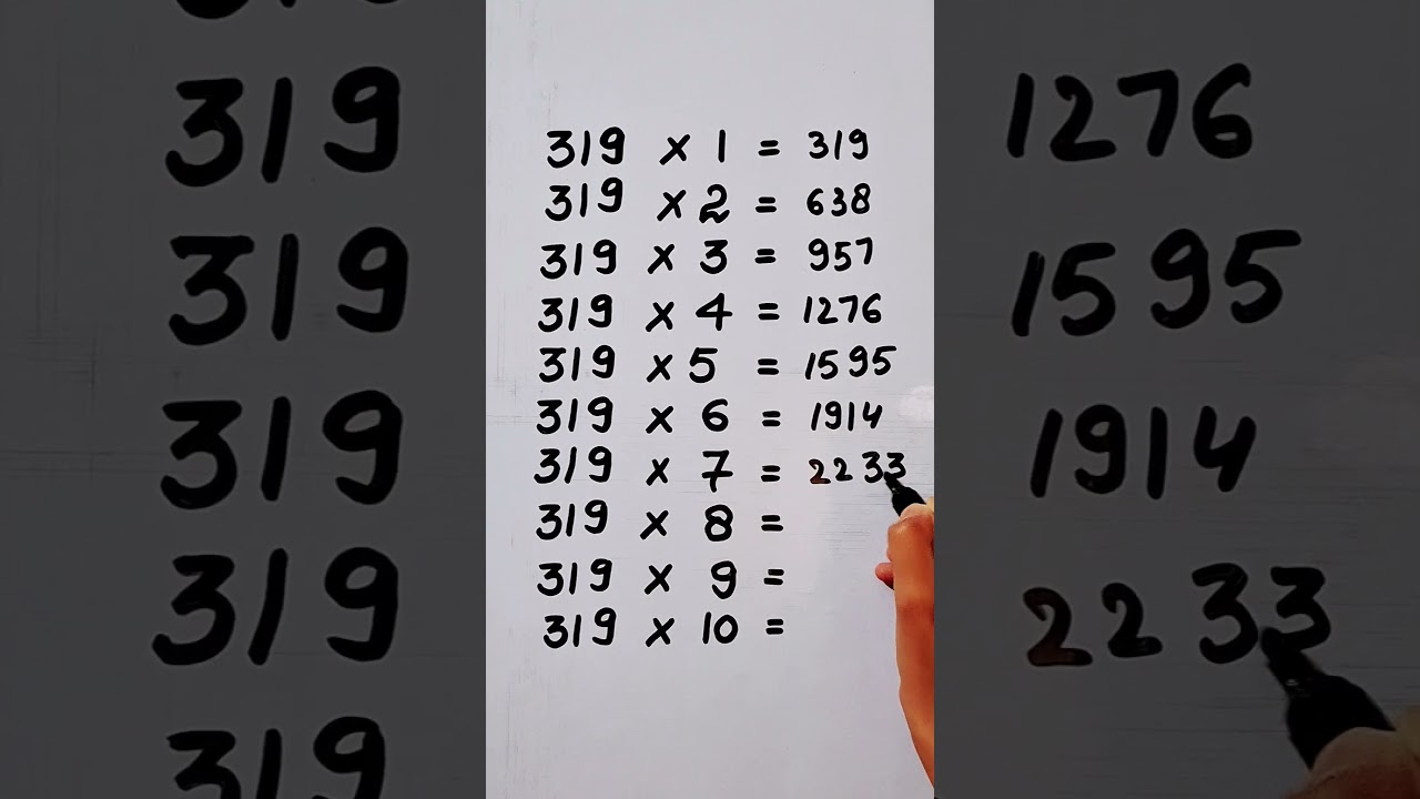 Write the Table of 319 in 19 second only..#maths #mathshack #mathstricks &lrm;@study_care0&nbsp;