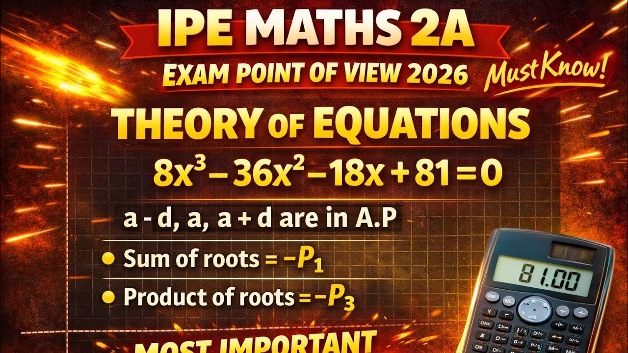 IPE LQA7MARKS|THEORY OF EQUATIONS|SOLVE THE EQUATION ROOTS IN A.P MATHS2AIMPORTANT EXPECTEDQUESTION 