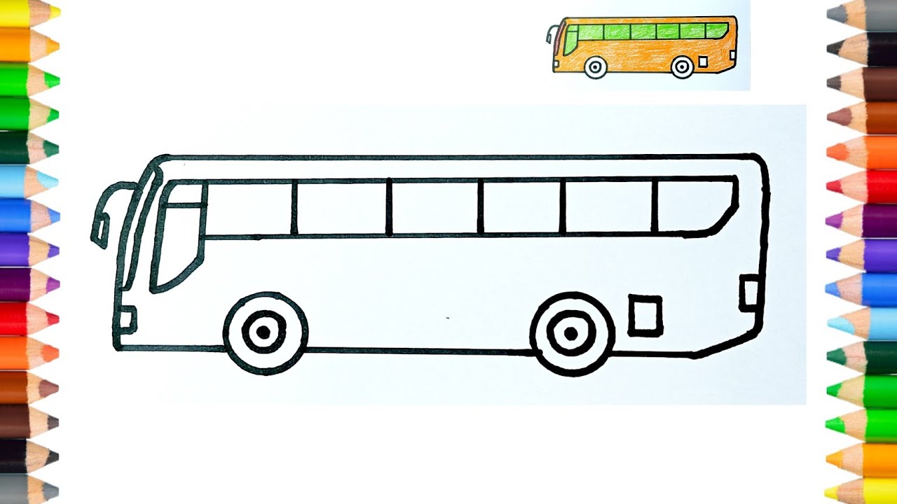 How to draw a cute bus easy step by step | Bus drawing | @Cutedrawings01